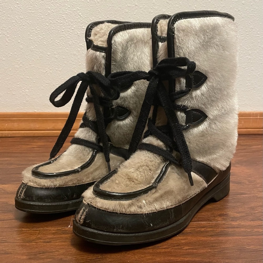 Vintage Yodelers Faux Fur Apres Ski Eskimo Snow Boots Women’s 6 Scandi Girl